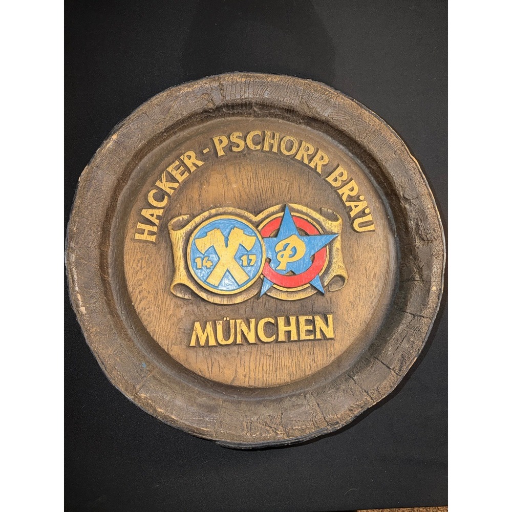 Vintage Hacker-Pschorr Bräu München German Beer Wall Plaque Sign Bavaria Decor
